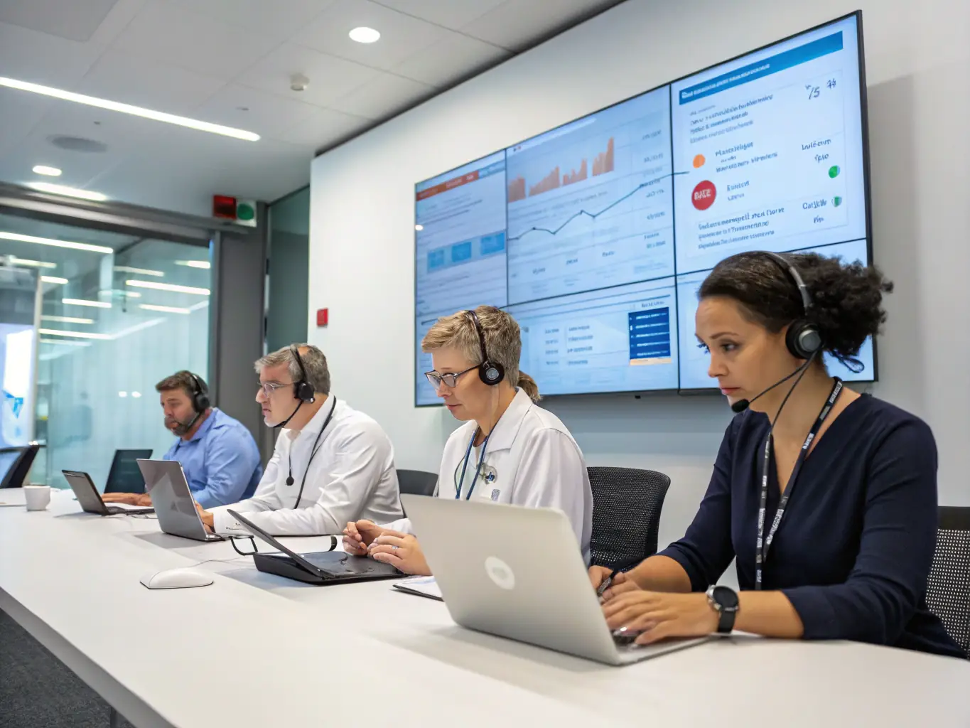 A group of nurses participating in a live Q&A session with an expert wound care specialist during the remote training.